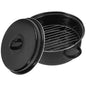 Cast Iron Casserole Pot with Lid, Ergonomic Handles, Round Roaster Oven Cookware, 10.6x9.4x6.9in