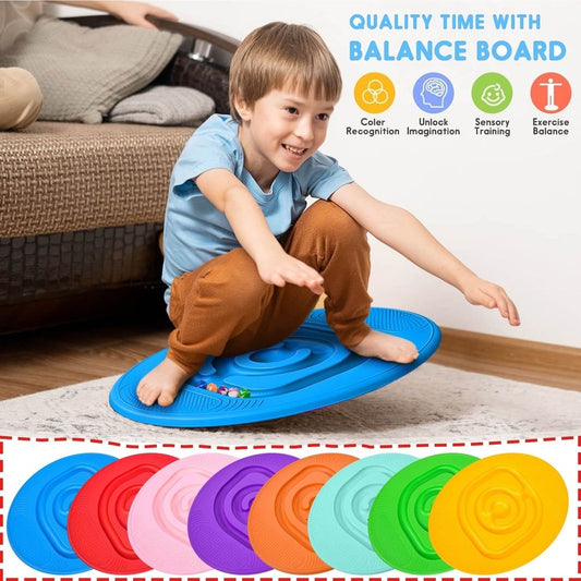 Wobble Balances Board,14.2*18.1in Kids Rocker Board with 3-5 Balls, Kids Balances Seesaw, Non-Slip Surfaces, for Home Kids Body Building Training Tool, Christmas Children's Gift(Mint Green)