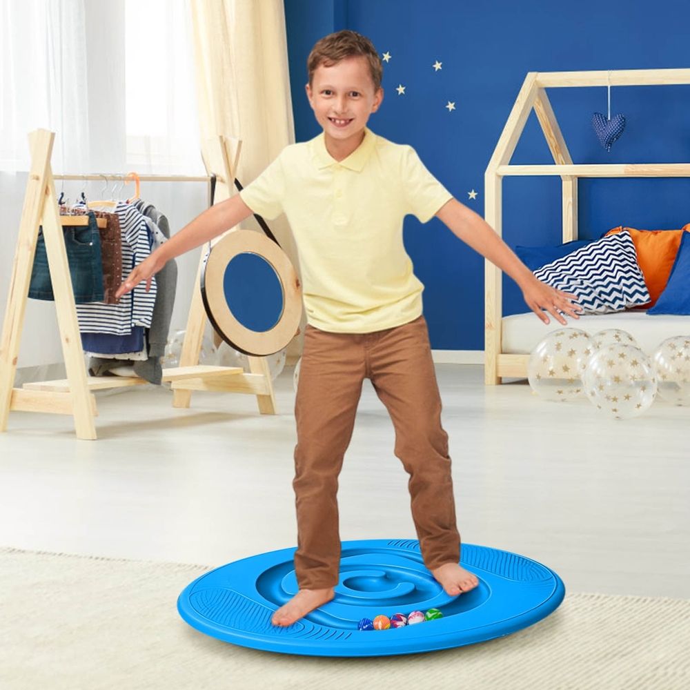 Wobble Balances Board,14.2*18.1in Kids Rocker Board with 3-5 Balls, Kids Balances Seesaw, Non-Slip Surfaces, for Home Kids Body Building Training Tool, Christmas Children's Gift(Mint Green)