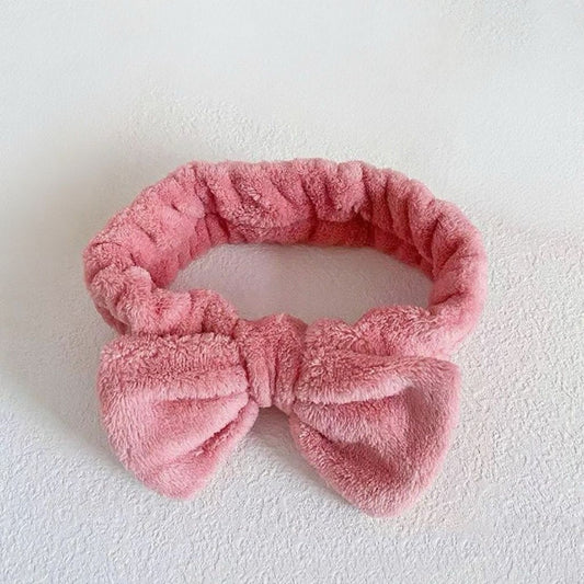 Autumn/Winter Plush Bow Headband Leather Red