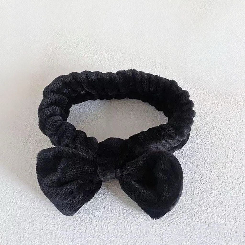 Autumn/Winter Plush Bow Headband Navy Blue