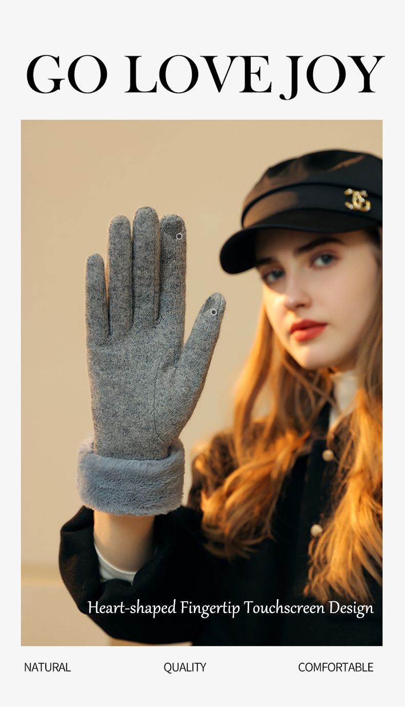 Ladies Winter Warm Cashmere Gloves DY43 Dark Tea Camel