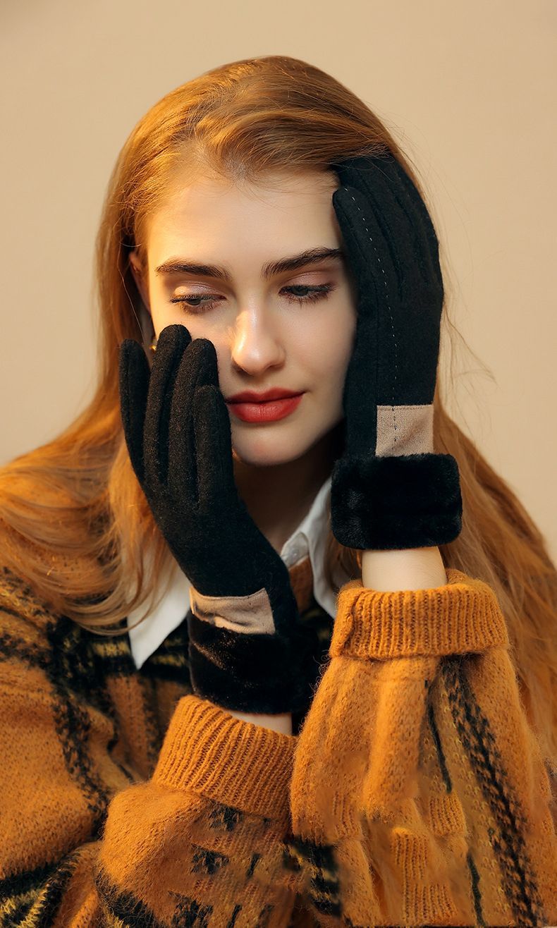 Ladies Winter Warm Cashmere Gloves DY50 Black