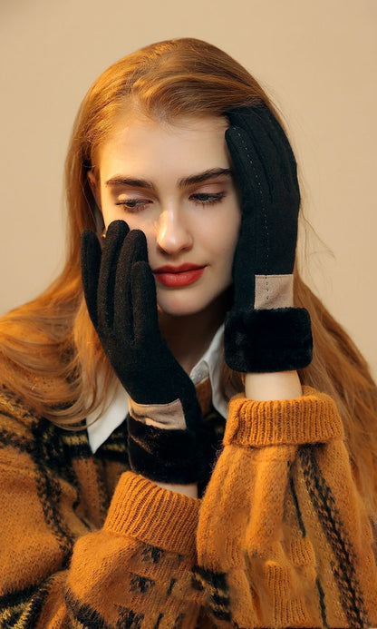 Ladies Winter Warm Cashmere Gloves DY50 Black