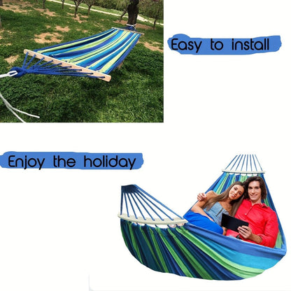 Outdoor Camping Hammock Portable Travel Swing Balance Hammock for Beach Hiking Backyard Relax Chai(2.8*1.5m  BLUE)