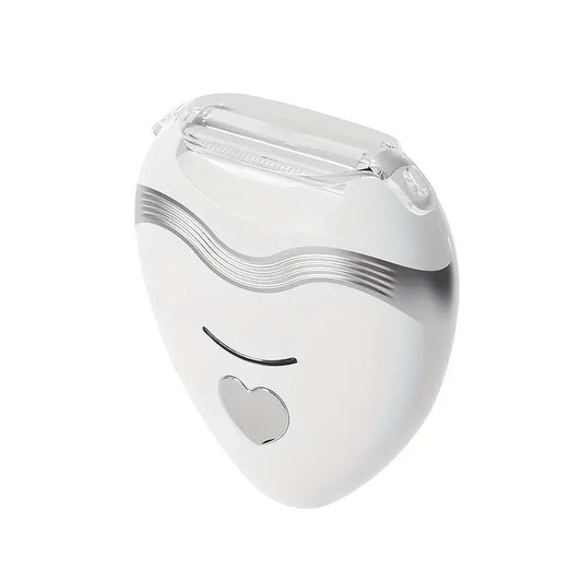 WHITE  3-in-1 Women's Electric Hair Remover, suitable for both dry and wet use. Designed for bikini, eyebrows, face, and underarms. Portable, rechargeable, cordless, gentle yet effective.