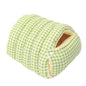 Cat house - Cat basket - Plush and warm - Removable and washable - Closed cat bed for winter - Suitable for indoor and outdoor use in winter, camping, traveling, in the bedroom, living room and apartment - Green and white checkered