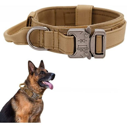 Tactical Dog Collar, Military Style Adjustable Padded Nylon Dog Collar with Control Handle for Medium & Large Dogs
