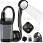 Portable Camping Shower, 6000mAh Rechargeable Shower Pump with Smart LED Temperature Display, 4 Spray Modes IPX7 Waterproof Outdoor Shower for Hiking, Travel, Car Washing & Pet Bathing, Grey