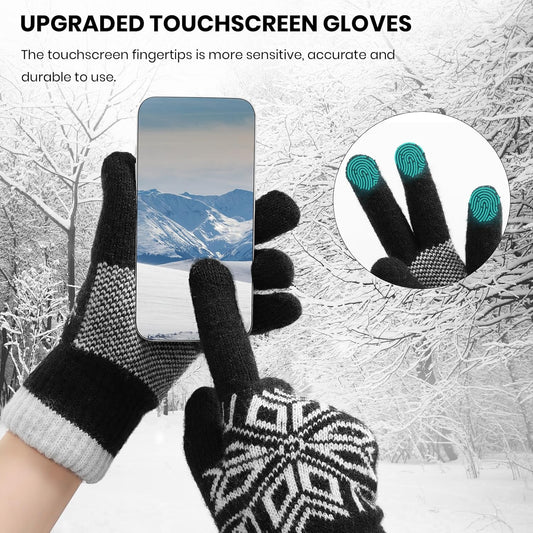Winter Gloves for Women & Men Wool Winter Gloves Warm Thicken Fleece Touch Screen Glove for Cold Weather