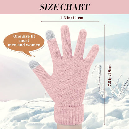 Winter Touchscreen Gloves Warm Knitted Gloves Fleece Lined Gloves Elastic Cuff Winter Texting Gloves for Women Men