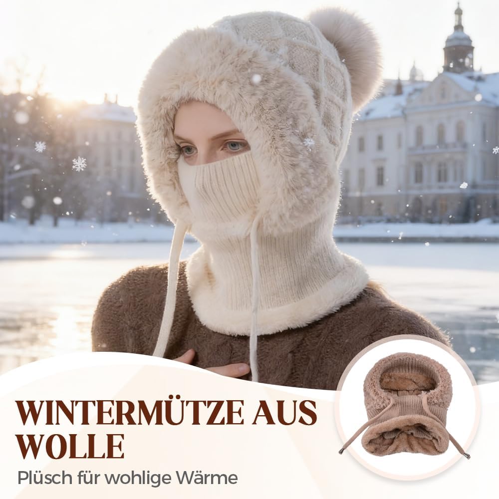 2026 New 3 in 1 Beanie Hat for Women, Upgrade Winter Balaclava Fall Winter Warm Knitted Hat Knitted Ski Scarf Mask