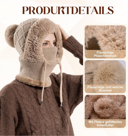 2026 New 3 in 1 Beanie Hat for Women, Upgrade Winter Balaclava Fall Winter Warm Knitted Hat Knitted Ski Scarf Mask