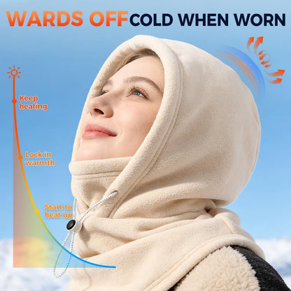 Windproof Winter Mask Hat, 2026 New Winter Balaclava Ski Thermal Fleece Hoodie Mask Neck Cover Warm Sports Cap Men Women