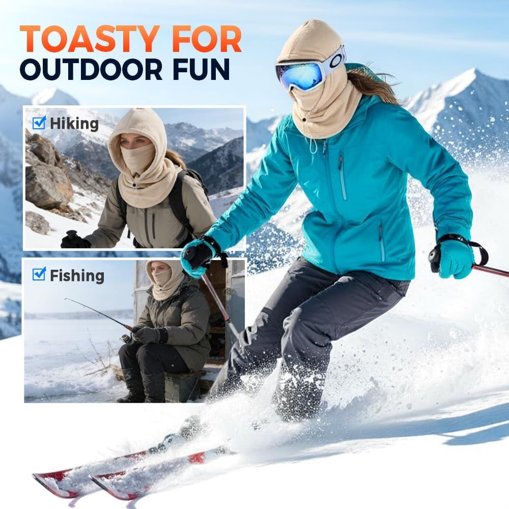 Windproof Winter Mask Hat, 2026 New Winter Balaclava Ski Thermal Fleece Hoodie Mask Neck Cover Warm Sports Cap Men Women