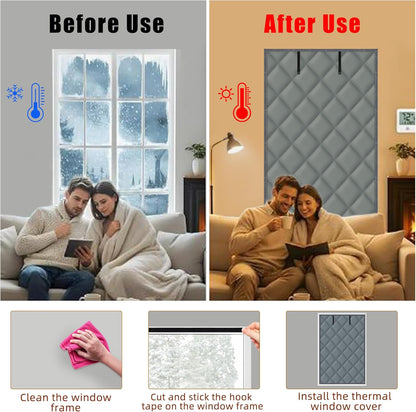 Window Insulation Kit for Winter, 3 Layer 26" X 39" Winter Insulated Cover with Fastener, Thermal to Keep Warm, Gray