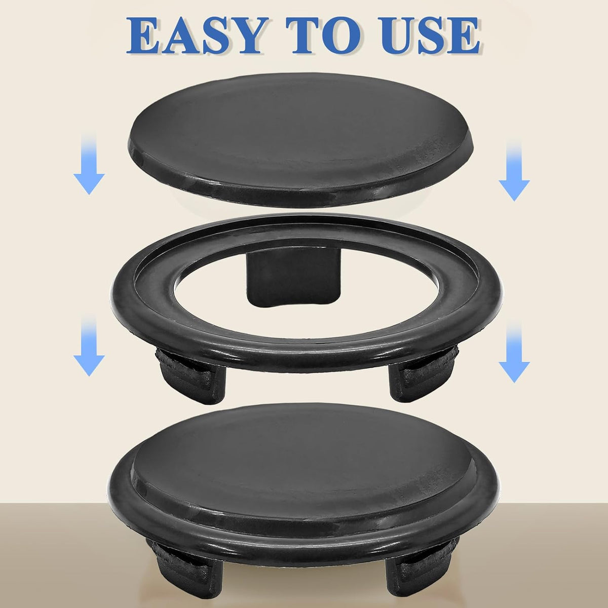 Biaungdo 3 Sets 3 Inch Outdoor Patio Table Umbrella Hole Ring and Cap Set, Standard Size Garden Beach Tablet Thicker Hole Ring Plug and Cap Set(Black, Inner Diameter 50mm/2inch)