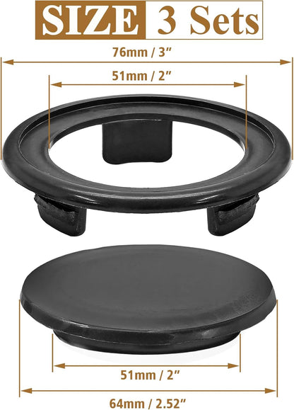 Biaungdo 3 Sets 3 Inch Outdoor Patio Table Umbrella Hole Ring and Cap Set, Standard Size Garden Beach Tablet Thicker Hole Ring Plug and Cap Set(Black, Inner Diameter 50mm/2inch)