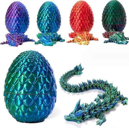 3D Printed Dragon in Egg, Full Articulated Dragon Crystal Dragon with Dragon Egg