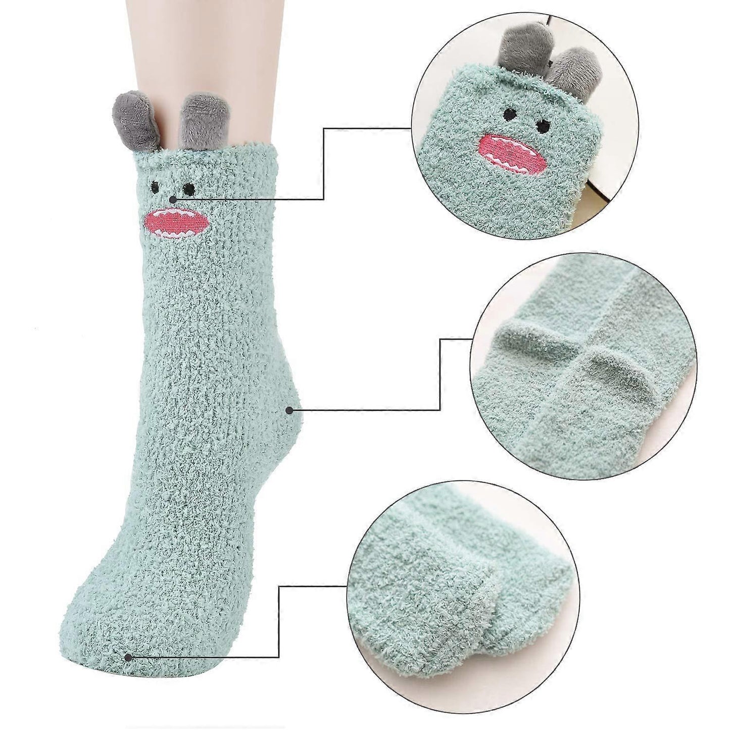 5 Pairs Fluffy Bed Socks for Women Winter Warm Cuddly Christmas Socks