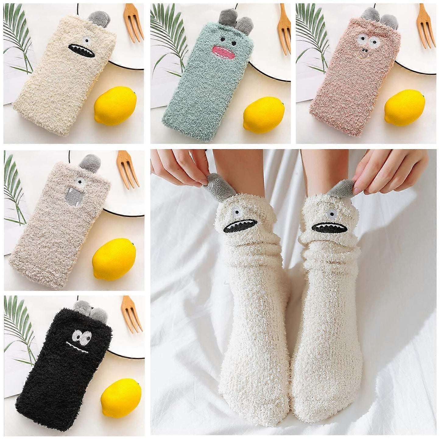 5 Pairs Fluffy Bed Socks for Women Winter Warm Cuddly Christmas Socks