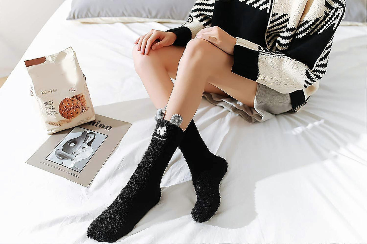 5 Pairs Fluffy Bed Socks for Women Winter Warm Cuddly Christmas Socks