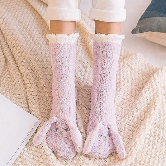 Women's Coral Velvet Fluffy Bed Socks Thick Plush Winter Home Sleeping Socks