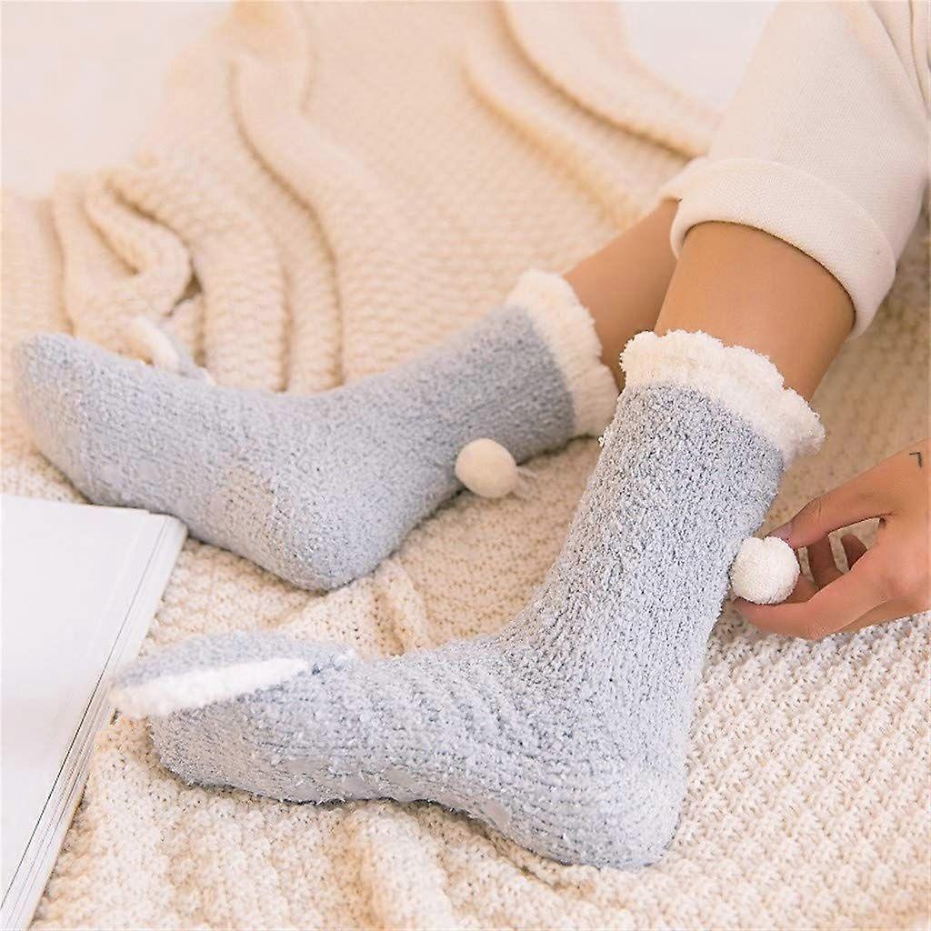 Thick Plush Coral Velvet Fluffy Sleeping Socks for Winter Home Wear - Women