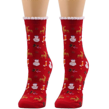 Christmas Socks for Women Wool Mid-Calf Socks Autumn Winter Holiday Warm Socks