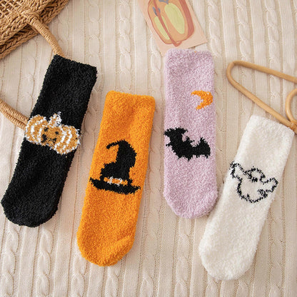 Women's Fuzzy Plush Socks Thick Winter Bed Slipper Socks Cozy Warm - White