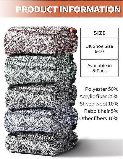 Wool Socks for Women 5 Pairs Warm Boot Crew Cozy Winter Soft Socks Set