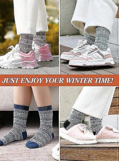Wool Socks for Women 5 Pairs Warm Boot Crew Cozy Winter Soft Socks Set