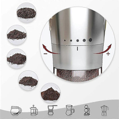 Manual Coffee Grinder - Foldable Hand Crank, Stainless Steel, Adjustable, Portable