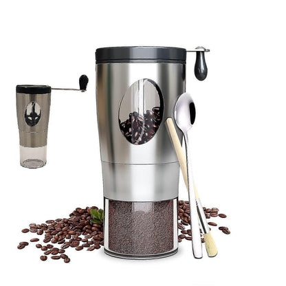 Manual Coffee Grinder - Foldable Hand Crank, Stainless Steel, Adjustable, Portable
