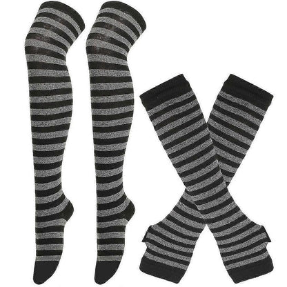 Women Knitted Fingerless Arm Sleeves Winter Costume Party Gloves