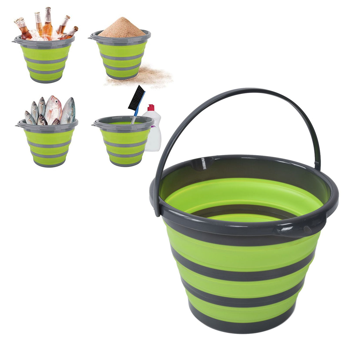 Collapsible Bucket Folding Portable Handheld Water Basin Container for Fishing Outdoor Use 10L