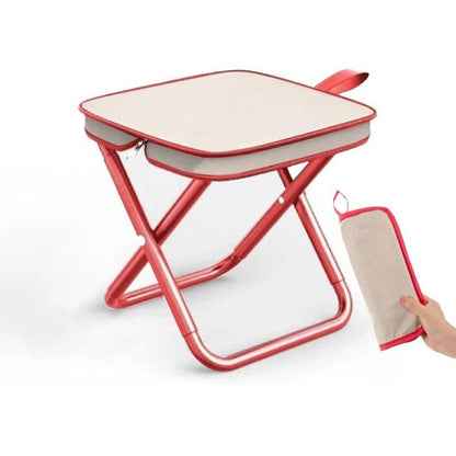 Portable Folding Outdoor Chair Lightweight Compact Stool for Fishing Camping Picnic and Travel Handy Seat for Outdoor Activities-Red