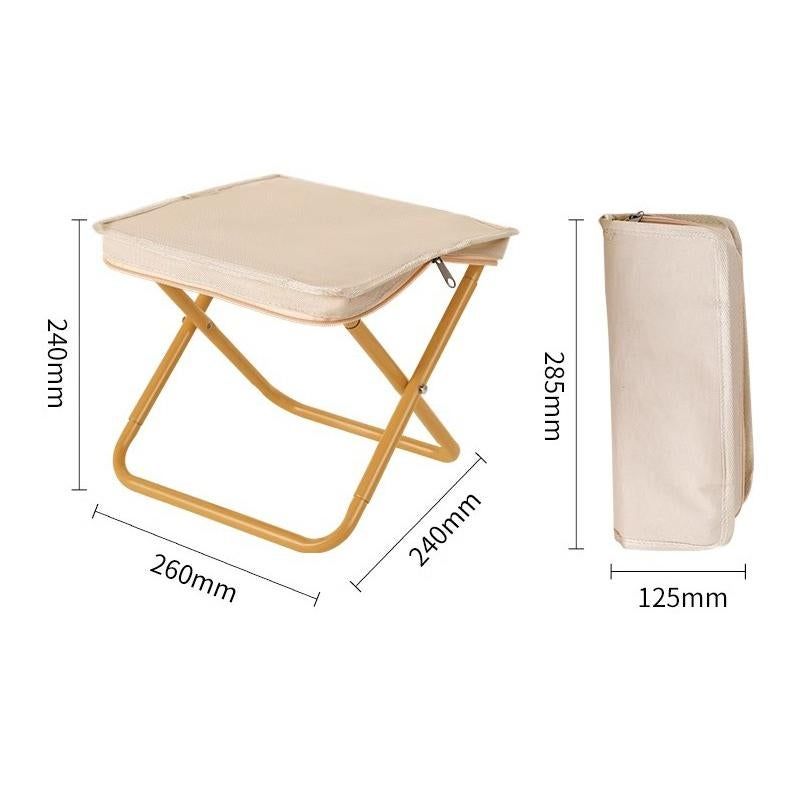 Portable Folding Outdoor Chair Lightweight Compact Stool for Fishing Camping Picnic and Travel Handy Seat for Outdoor Activities-Beige