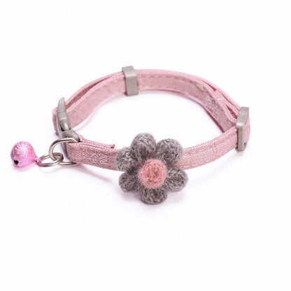 Zichen Dog Cat Collar Polyester Flower Bell Pink 1.5(M) for 3.50 kg-7.50 kg