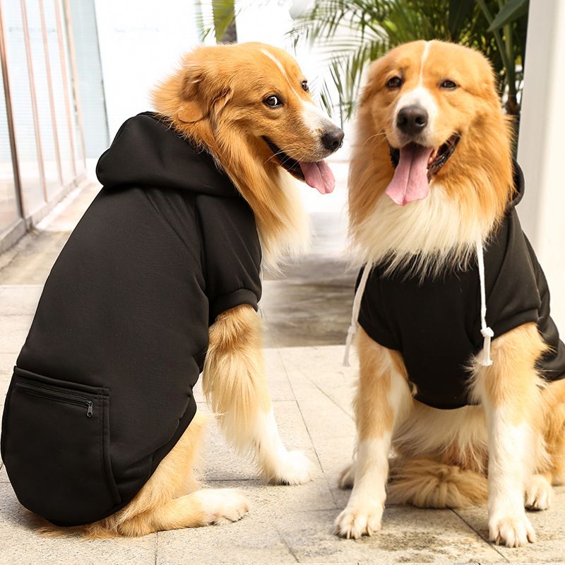 Shining Pet Sweatshirt Polyester Zipper Pocket 265 Love Black Sweater 5XL (bust 92CM about 25.00 kg-40.00 kg pets)