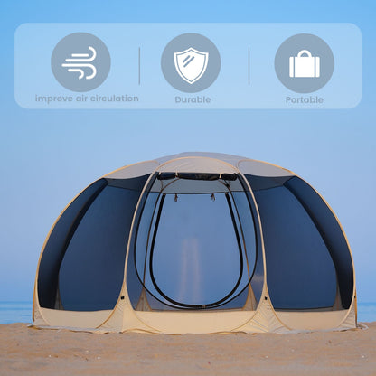 Pop Up Screen House Tent 3x3m, 6-8 Person 220cm Tall Mosquito Net Tent,Spacious 3.8m dome fits 6-8 adults for backyard BBQs & caravan trips camping . 360-degree view fine mesh keeps all mosquitoes out