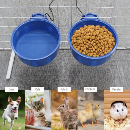 Versatile Cage-Mounted Heated Pet Bowl for Small Animals, Dual-Use Food and Water Feeder with USB Power, Ideal for Indoor Rabbit, Hamster, Cat, Dog, and Bird Hydration and Feeding (Blue)
