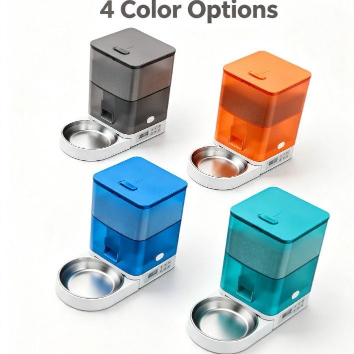 Smart Pet Feeder with WiFi and Button Control, 4L Automatic Cat and Dog Food Dispenser with Removable Stainless Steel Bowl, Ideal for Busy Owners, Travel, and Home Use (Blue, Button Version)