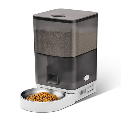 Smart Pet Feeder with WiFi and Button Control, 4L Automatic Cat and Dog Food Dispenser with Removable Stainless Steel Bowl, Ideal for Busy Owners, Travel, and Home Use (Blue, Button Version)