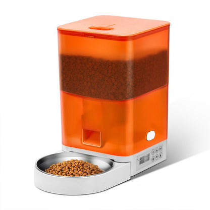 Smart Pet Feeder with WiFi and Button Control, 4L Automatic Cat and Dog Food Dispenser with Removable Stainless Steel Bowl, Ideal for Busy Owners, Travel, and Home Use (Blue, Button Version)