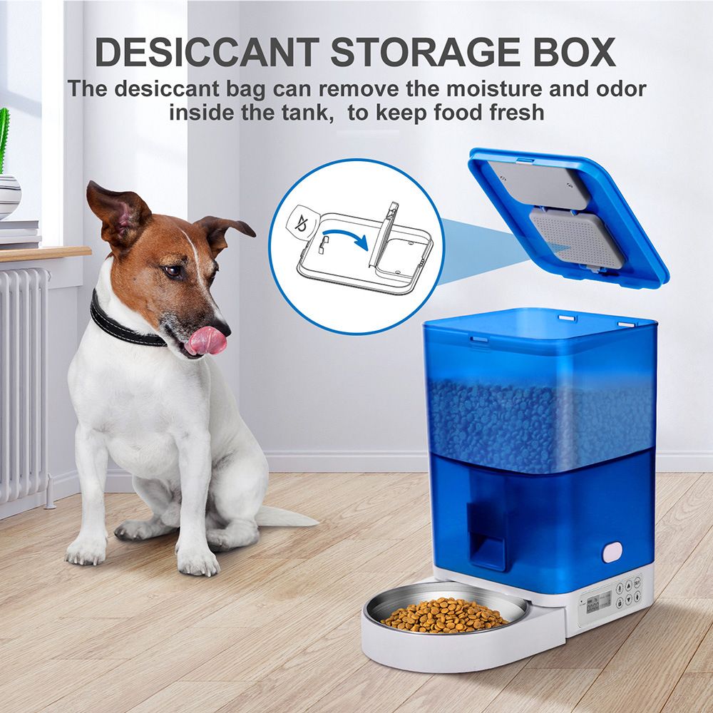 Smart Pet Feeder with WiFi and Button Control, 4L Automatic Cat and Dog Food Dispenser with Removable Stainless Steel Bowl, Ideal for Busy Owners, Travel, and Home Use (Cyan, WIFI Version)