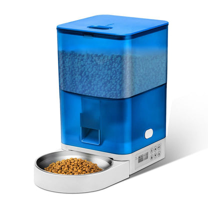 Smart Pet Feeder with WiFi and Button Control, 4L Automatic Cat and Dog Food Dispenser with Removable Stainless Steel Bowl, Ideal for Busy Owners, Travel, and Home Use (Grey, Button Version)