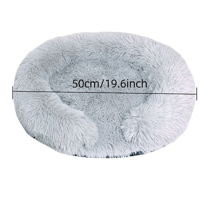 USB-Powered Heated Round Pet Bed with Removable Washable Cover, 5-Level Temperature and Timer Control, Cozy Plush Warming Nest for Small Dogs and Cats Indoor Winter Use (MultiColor, 60cm)