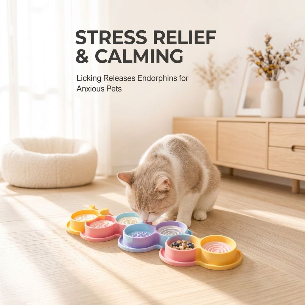 Interactive Slow Feeder Mat for Cats and Dogs – 7-Compartment Silicone Lick Mat with Textured Patterns, Non-Slip Eating Tray for Anxiety Relief, Digestive Health, and Mess-Free Meals at Home (MultiColor A)