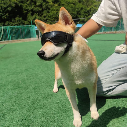 Pet Sunglasses with UV Protection Soft TPU Frame Adjustable Headband Dog Goggles Cat Sunglasses for Outdoor Travel Car Rides Eye Protection (S, Black)